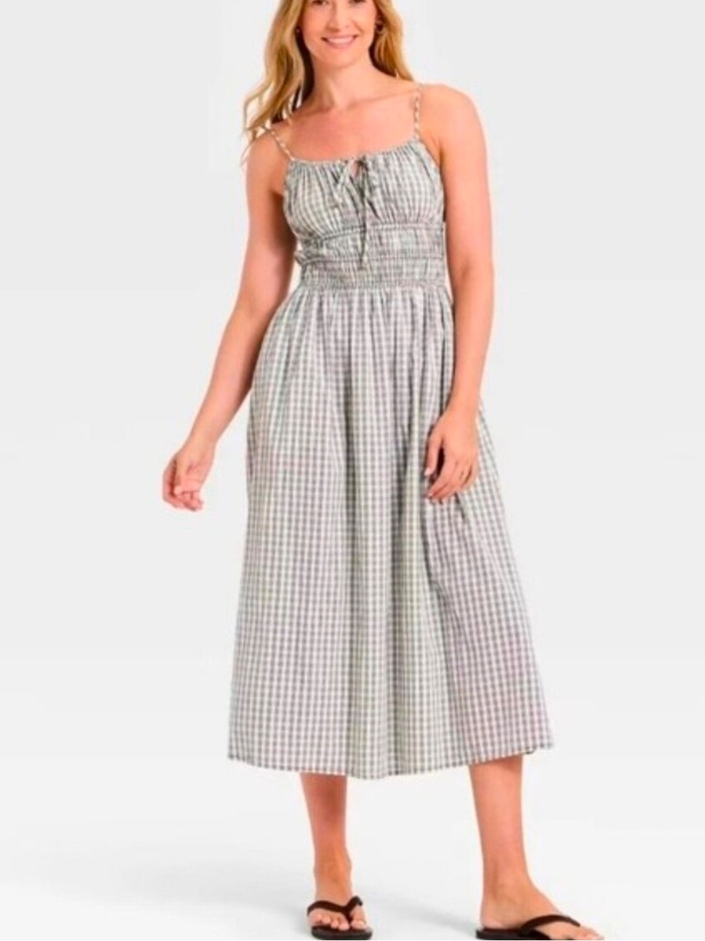 Universal Thread black white‎ gingham midi dress size M NWT